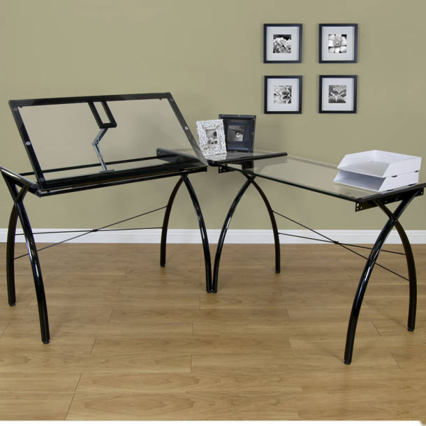 Inbox Zero Courson Glass Drafting Table & Reviews Wayfair